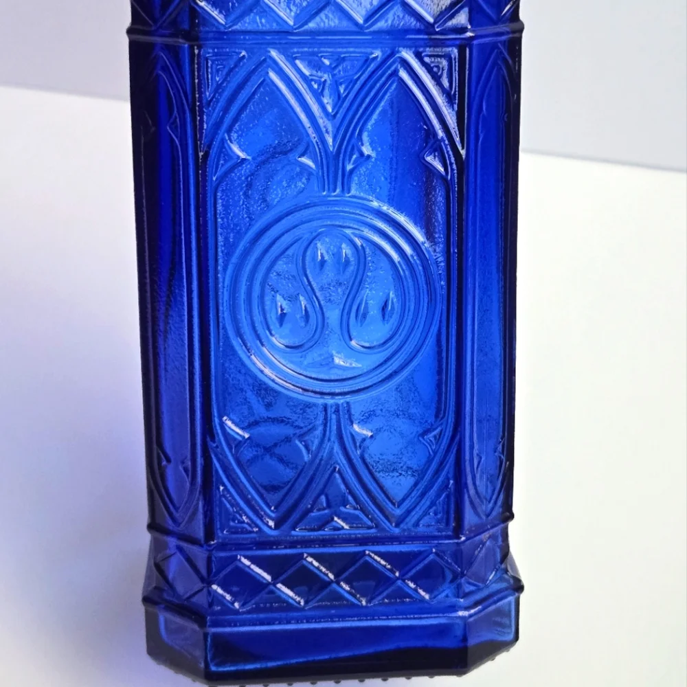 VTG Pier 1 Cobalt Blue Glass Bottle Decanter 12